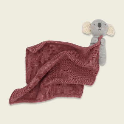 Kuscheltuch mit Koala groß altrosa aus Bio Baumwolle von Ava&Yves – zu kaufen im Kinderladen Bärechind Winterthur Zürich Schweiz.