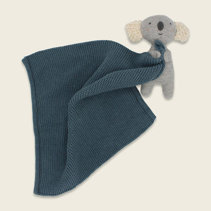 Kuscheltuch mit Koala  blau aus Bio Baumwolle von Ava&Yves – zu kaufen im Kinderladen Bärechind Winterthur Zürich Schweiz.