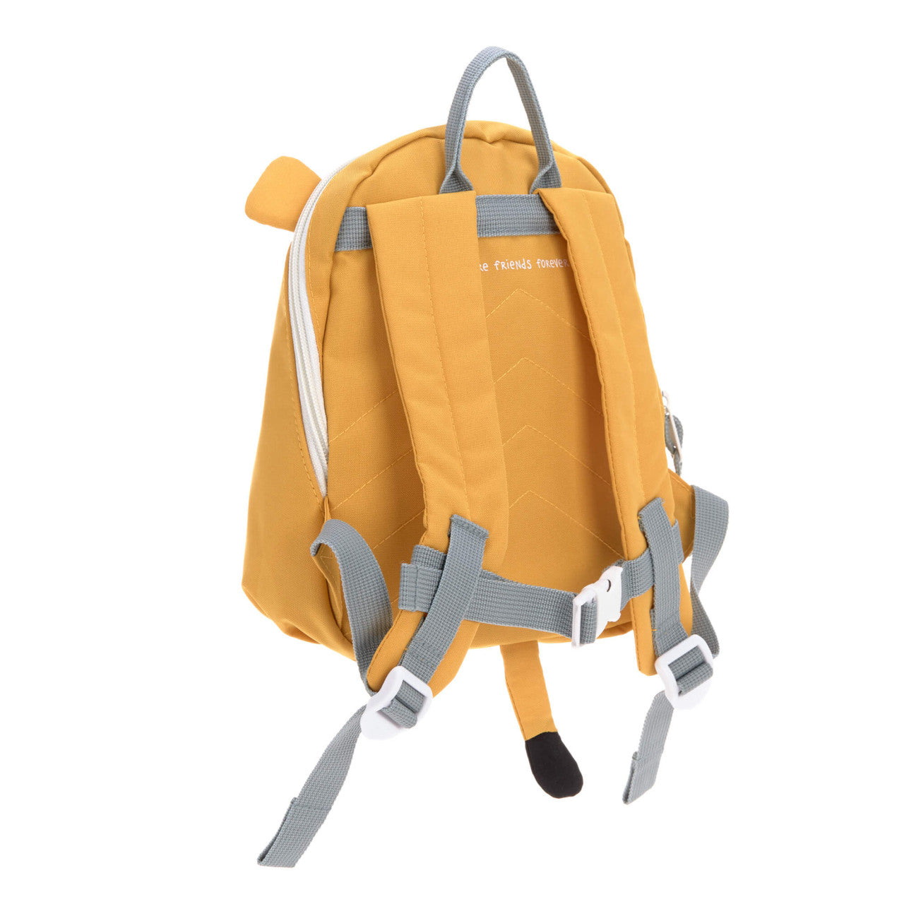Rückseite des LÄSSIG Kinderrucksacks Tiny Löwe Gelb mit gepolsterten Trägern bei Bärechind Winterthur Zürich Schweiz