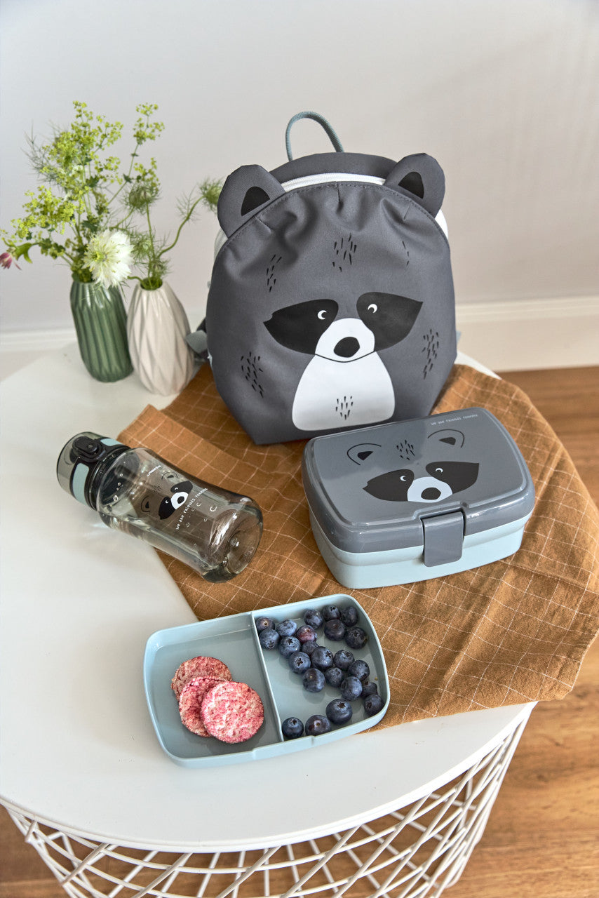Innenfach des Lässig Kinderrucksacks Tiny Team Waschbär mit Trinkflaschenhalter