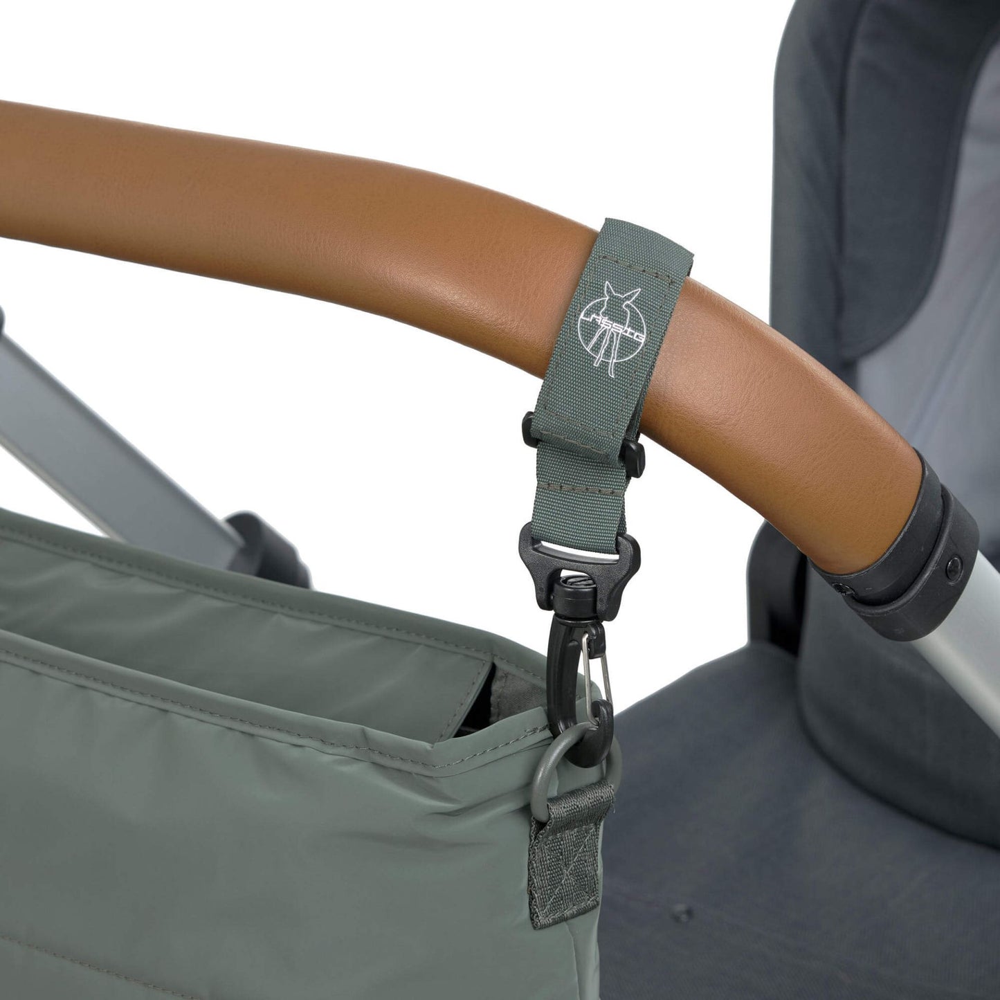 Geöffneter Lässig Kinderwagen Organizer Olivgrün mit Hauptfach