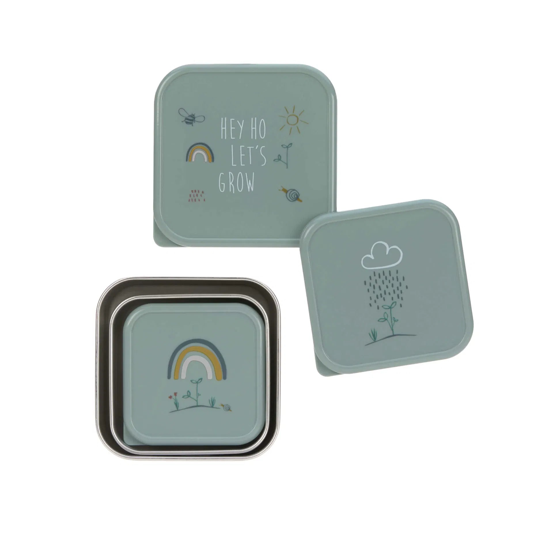 Detailansicht der LÄSSIG Snackbox Garden mit Fächern und Deckel im Bärechind Kinderladen Winterthur
