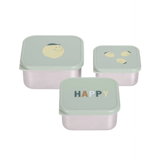 LÄSSIG Snackbox 3er-Set Lemon mit Zitronen-Motiv für Kindergarten und Schule