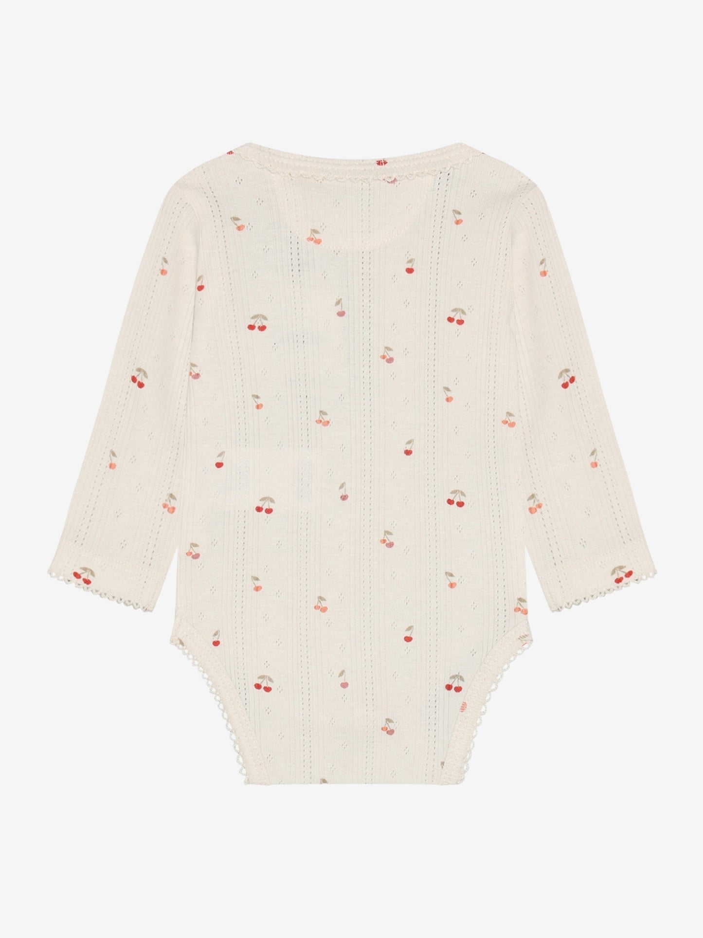 Langarmbody Baumwolle creme mit Kirschprint Rückansicht im Bärechind Winterthur Zürich Schweiz kaufen