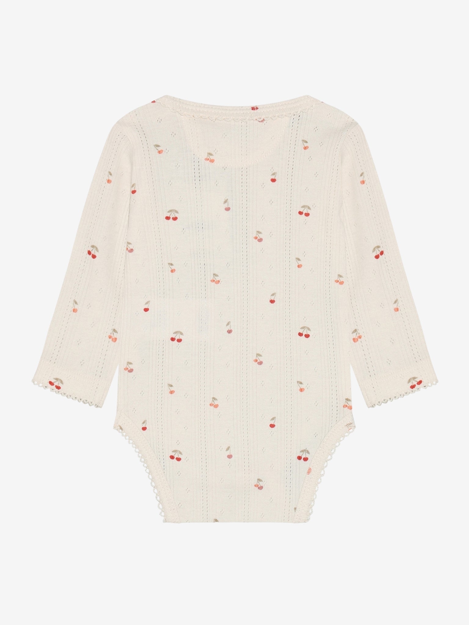 Langarmbody Baumwolle creme mit Kirschprint Rückansicht im Bärechind Winterthur Zürich Schweiz kaufen