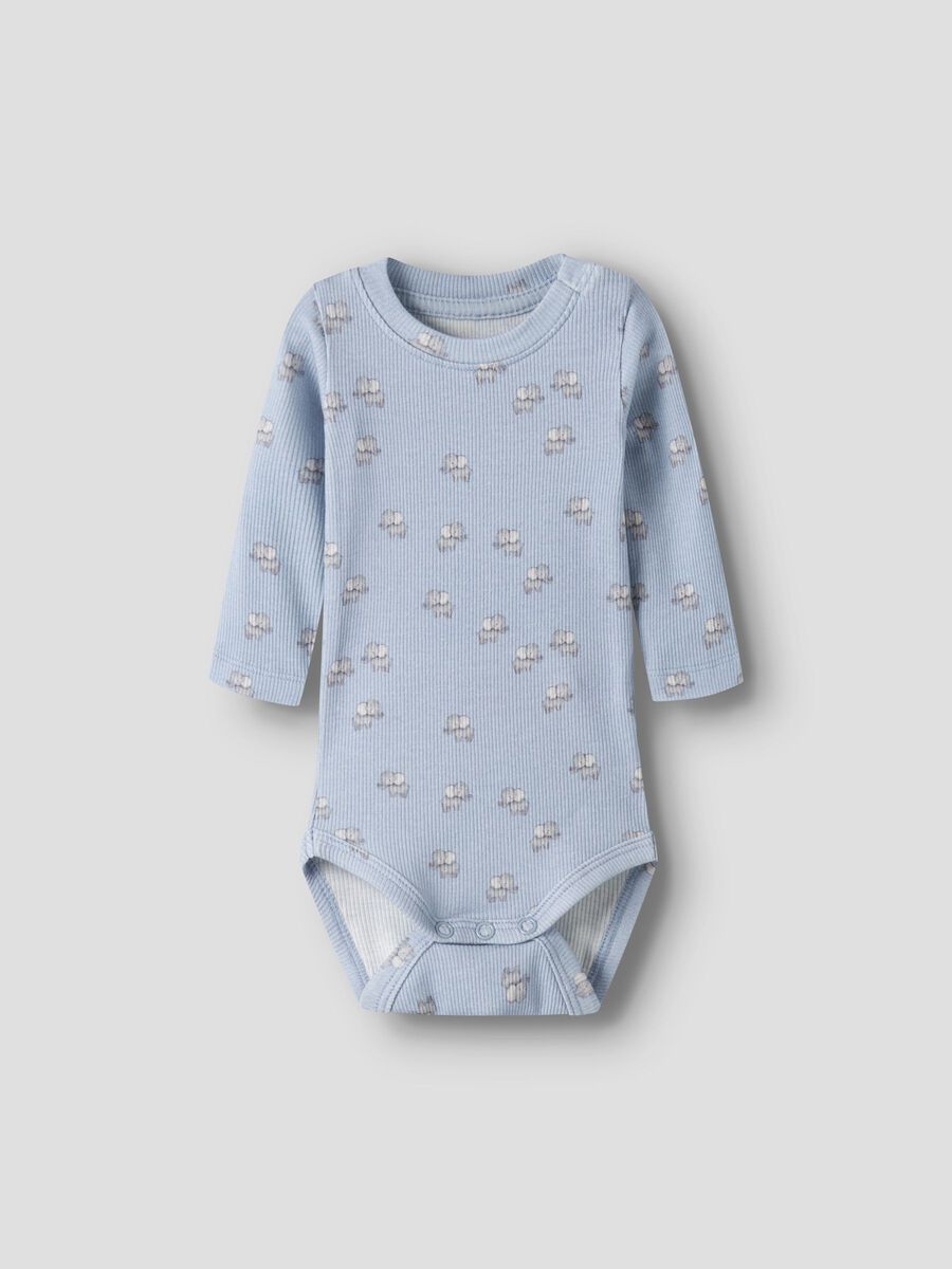 NAME IT Baby Langarmbody mit Elefantenmuster in Blau aus Rippstrick, im Bärechind Winterthur Zürich Schweiz kaufen