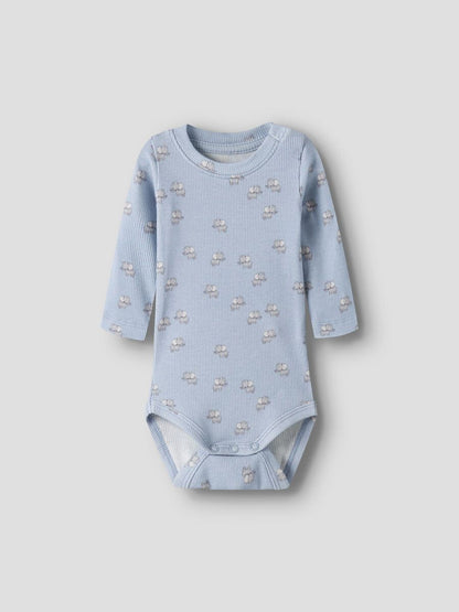 NAME IT Baby Langarmbody mit Elefantenmuster in Blau aus Rippstrick, im Bärechind Winterthur Zürich Schweiz kaufen