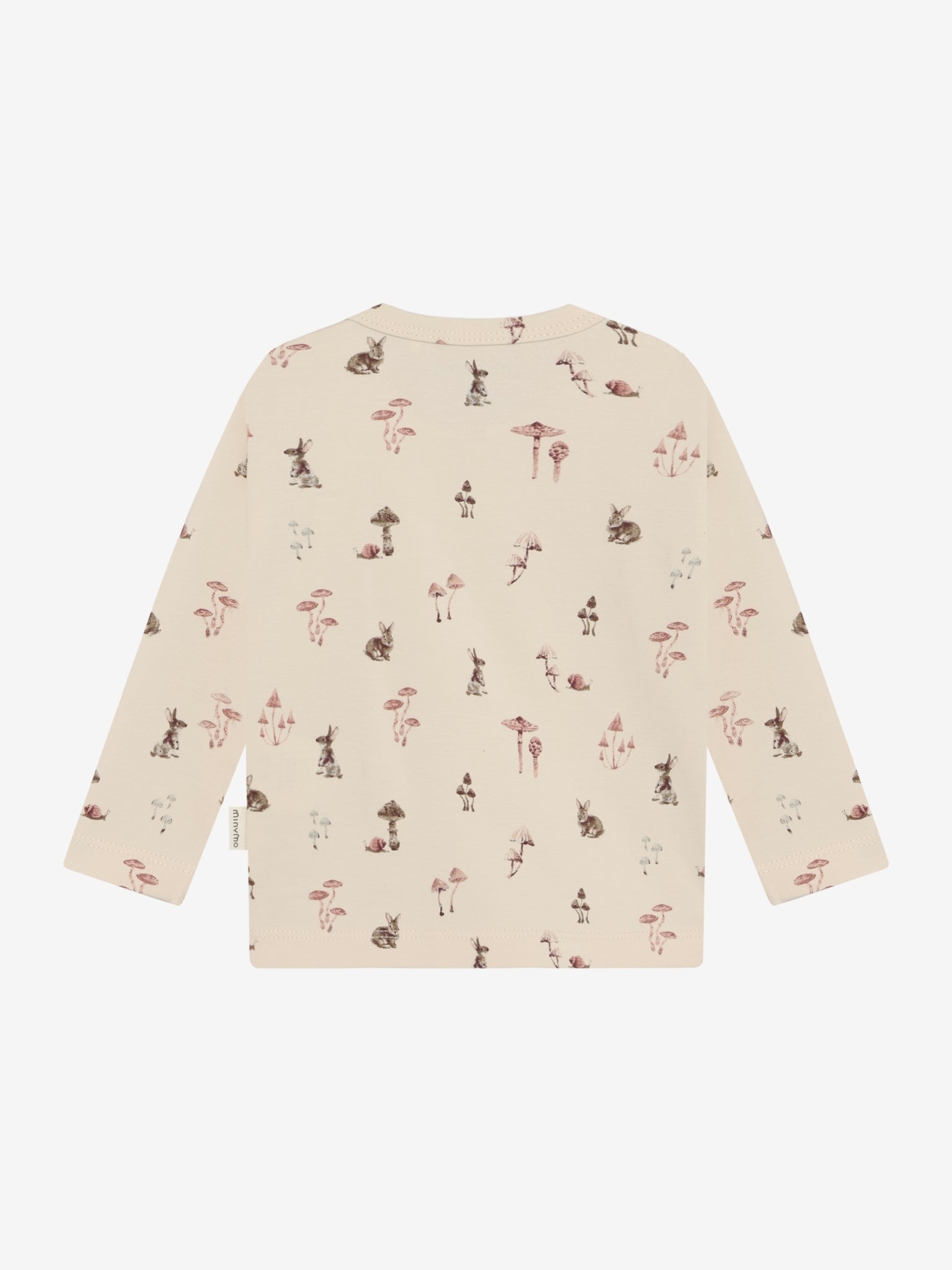 Rückansicht vom Langarmshirt für Kinder in Sandfarbe mit Hasenprint, aus elastischer Baumwolle – erhältlich bei Bärechind Winterthur