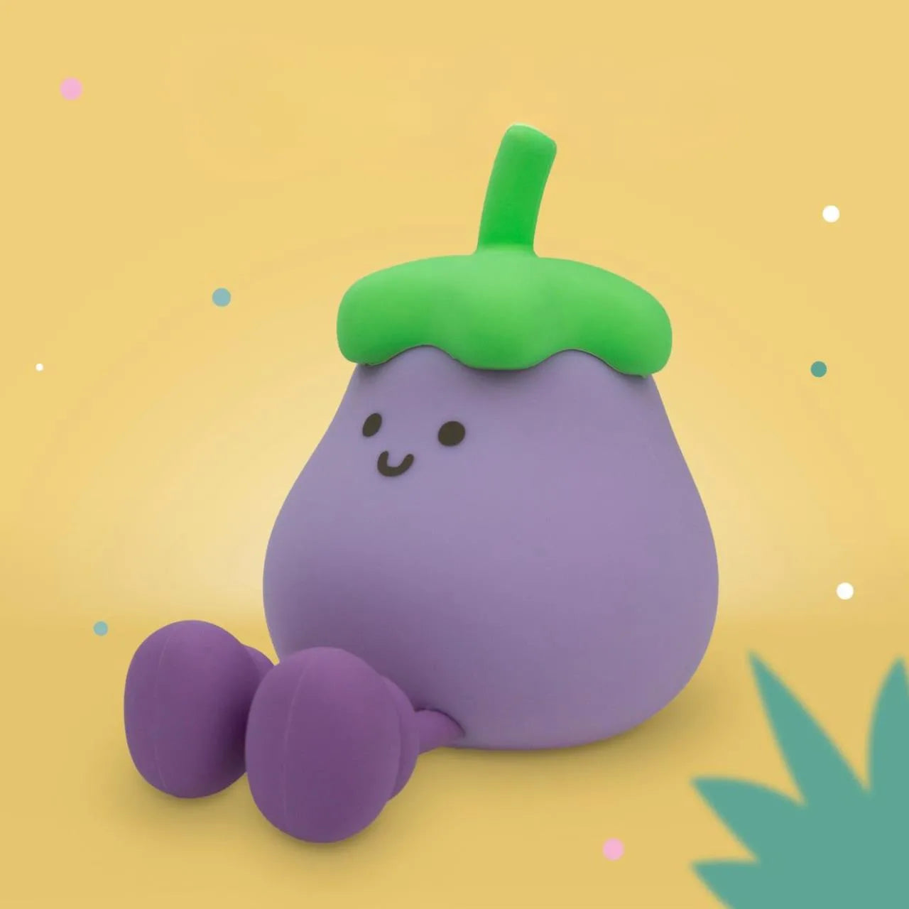 LED Nachtlicht in Form einer Aubergine aus Silikon, violett leuchtend, erhältlich im Bärechind Winterthur Zürich Schweiz.