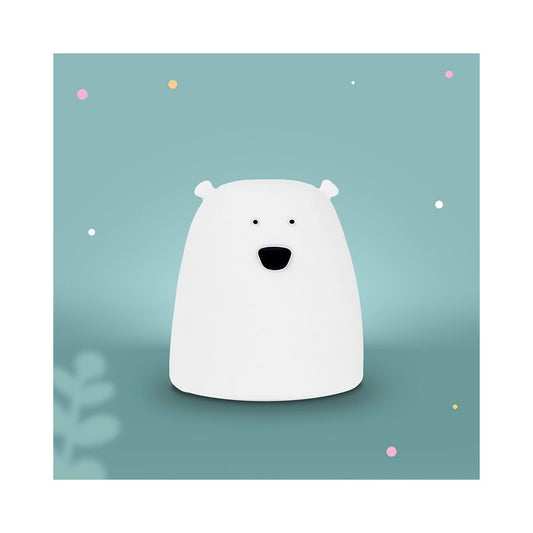 LED Nachtlicht kleiner Bär aus Silikon, leuchtend im Kinderzimmer, erhältlich im Bärechind Winterthur Zürich Schweiz.