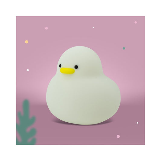 LED Nachtlicht in Form einer Ente aus weichem Silikon, leuchtend im Kinderzimmer, erhältlich im Bärechind Winterthur Zürich Schweiz.