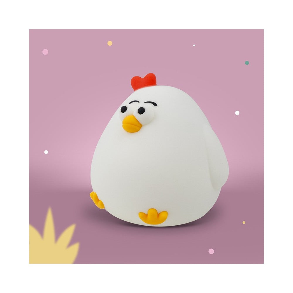 LED Nachtlicht in Form einer Henne aus weichem Silikon, leuchtend im Kinderzimmer, erhältlich im Bärechind Winterthur Zürich Schweiz.