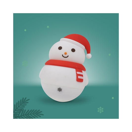 LED Nachtlicht in Form eines Schneemanns mit rotem Schal, warm leuchtend, erhältlich im Bärechind Winterthur Zürich Schweiz.