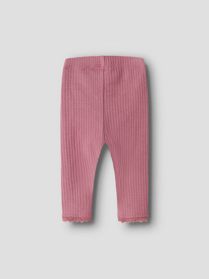 NAME IT rosa Baby Leggings mit Rippstruktur Rückansicht, im Bärechind Winterthur Zürich Schweiz kaufen