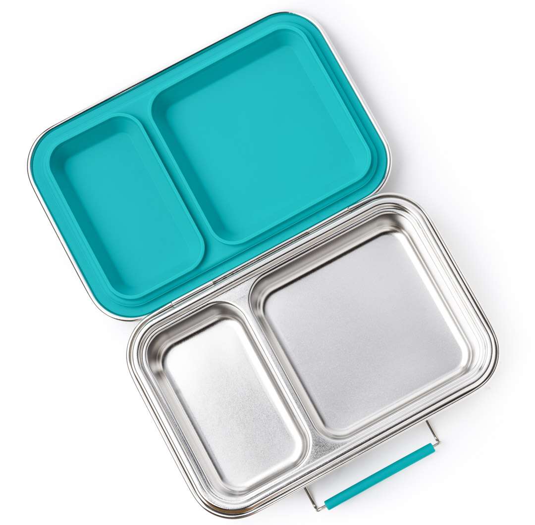 Lekkabox Duo Edelstahl Brotdose mit 2 Fächern, Petrol