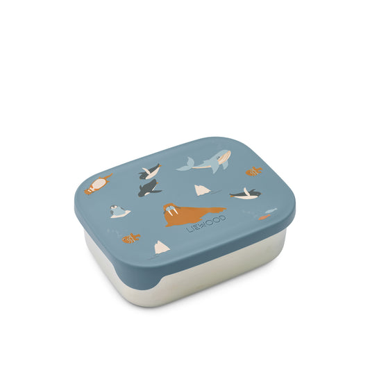Arthur Lunchbox von Liewood mit Arktis-Print – erhältlich bei Bärechind in Winterthur. Mit süßen Tieren wie Walross, Pinguin und Wal.