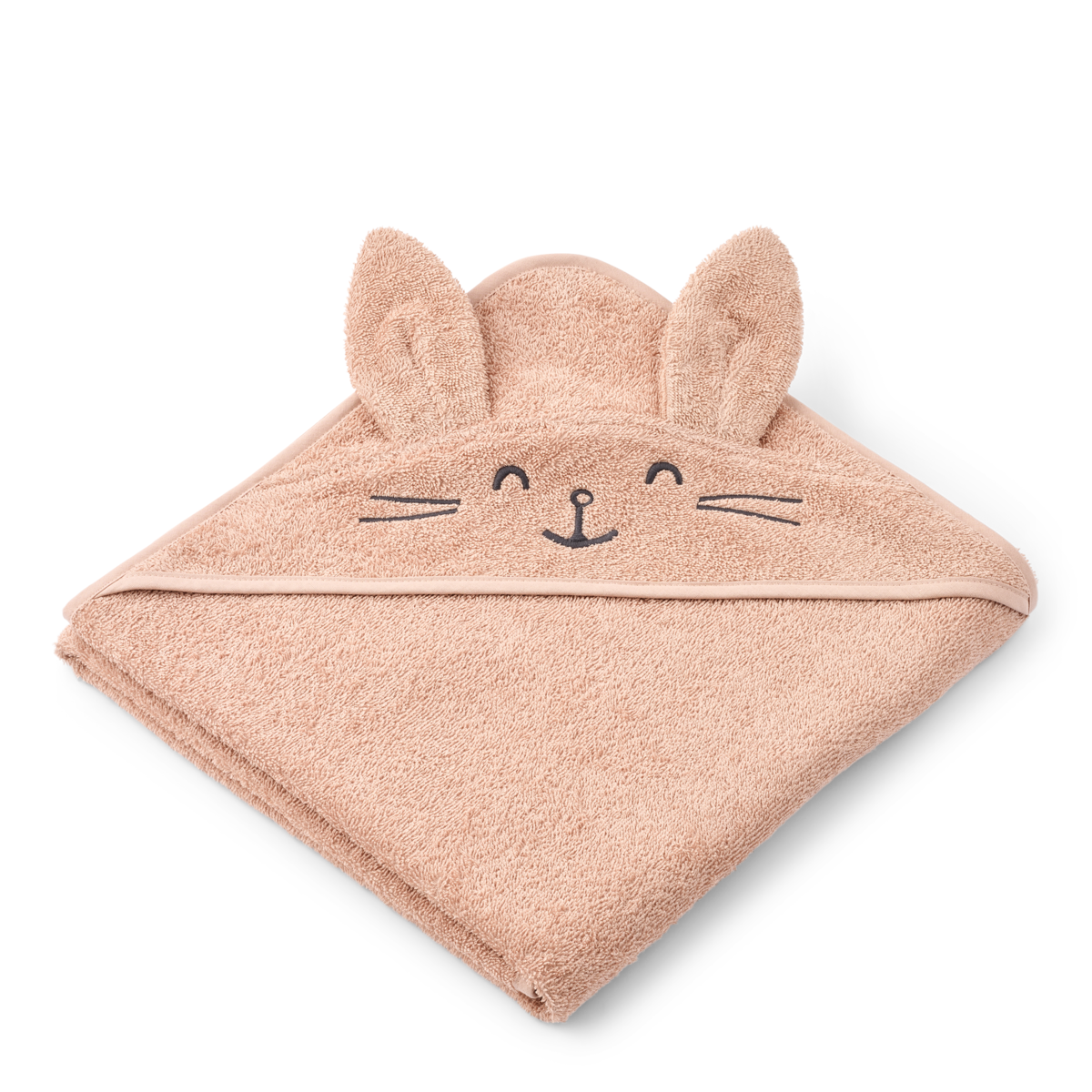 Kapuzenhandtuch mit Hasen-Design in Pale Tuscany, flach ausgebreitet