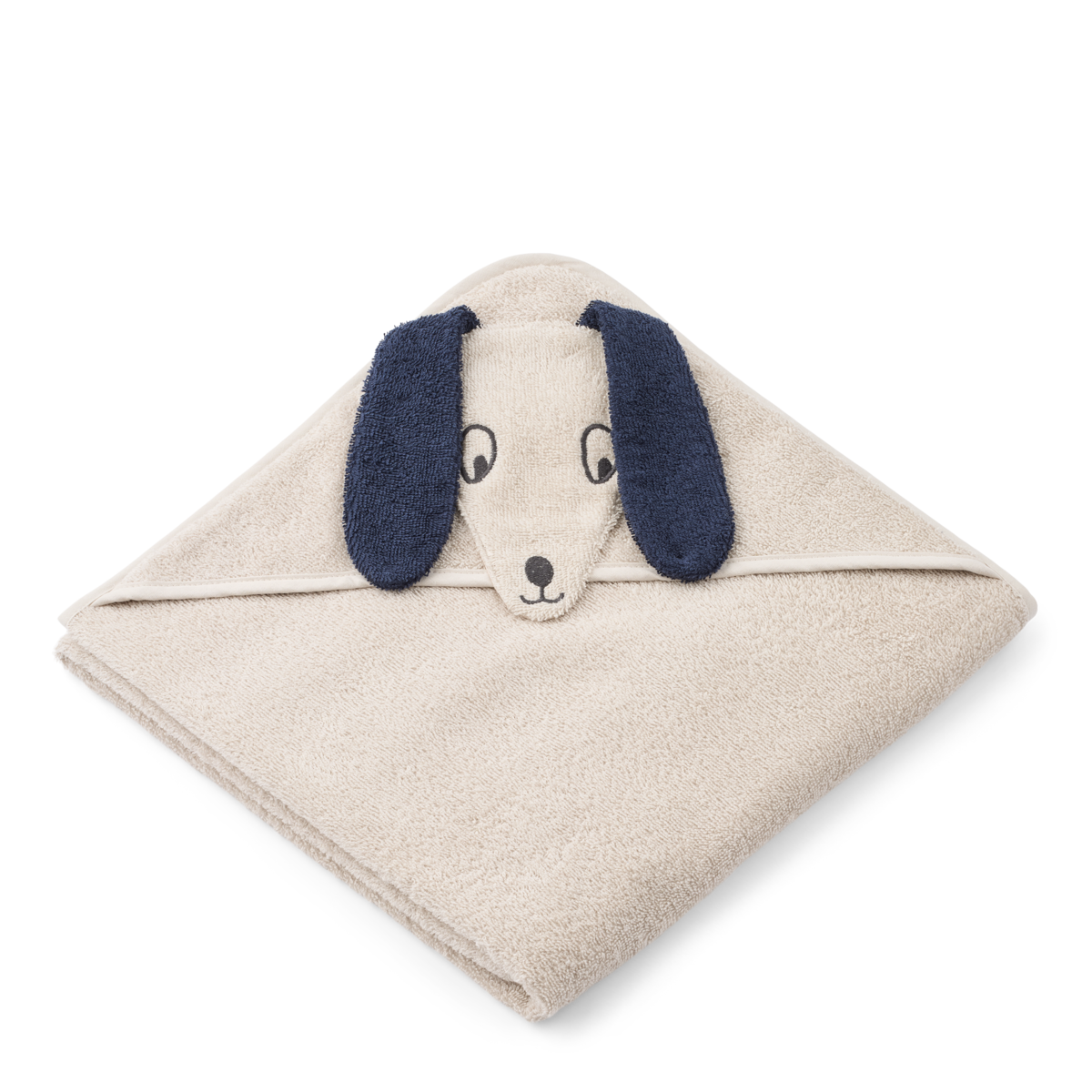Kapuzenhandtuch mit Hunde-Design in Sandy, flach ausgebreitet