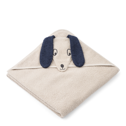 Kapuzenhandtuch mit Hunde-Design in Sandy, flach ausgebreitet