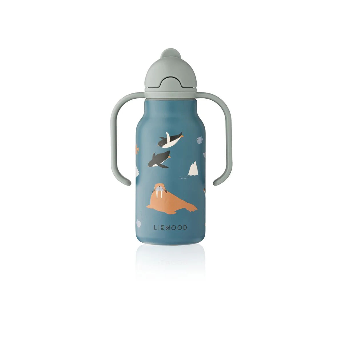 Liewood Kimmie Kindertrinkflasche 250ml Arctic Sea mit Griffen und Trinkhalm
