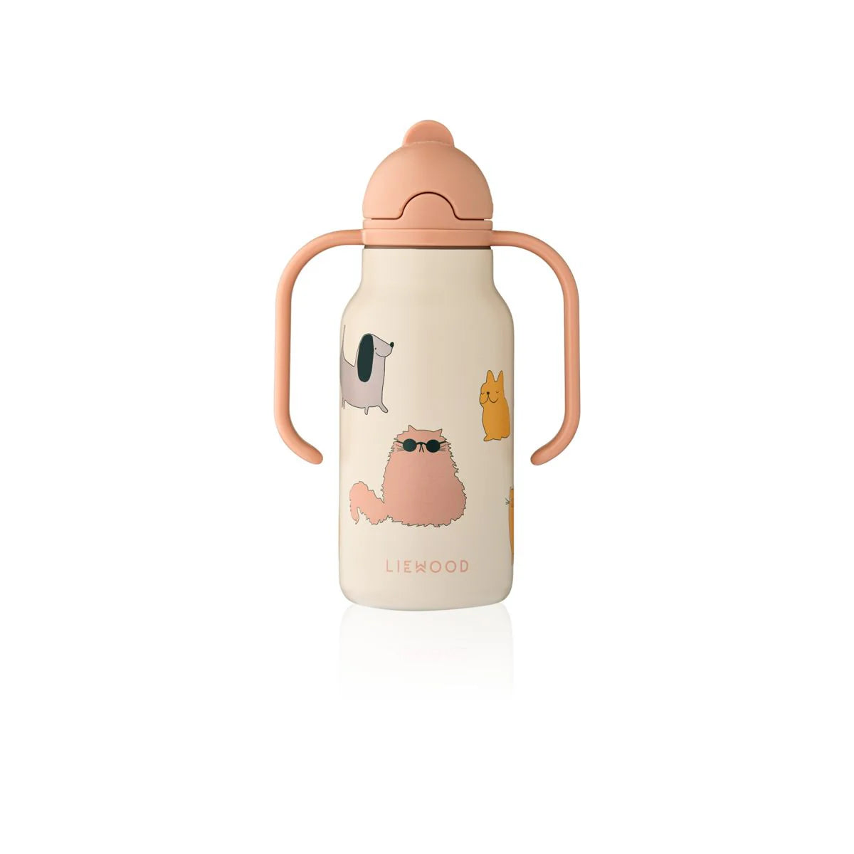 Liewood Kimmie Kindertrinkflasche 250ml Cats and Dogs mit Griffen und Tiermotiv