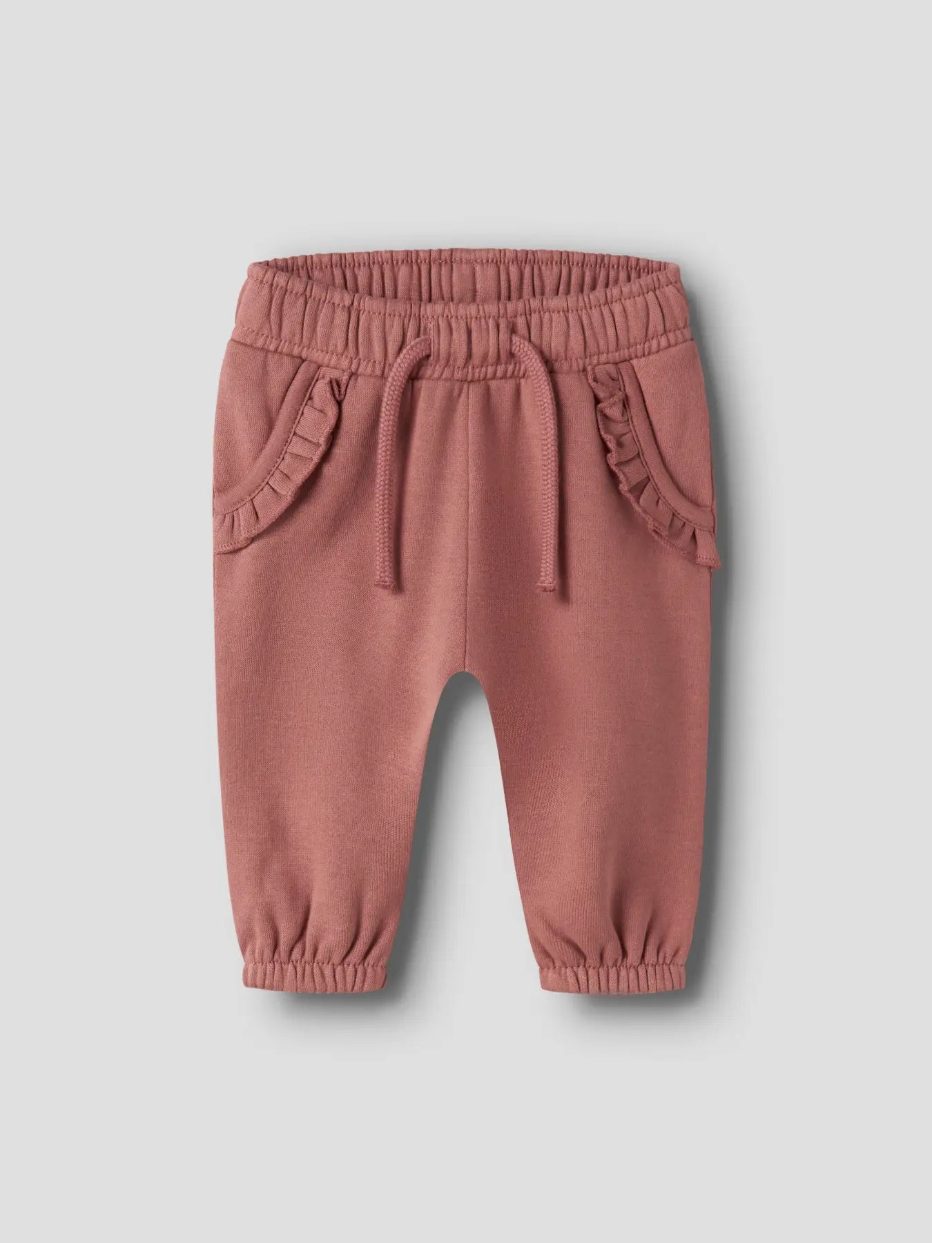 Baumwolle Baby-Jogginghose von Lil'Atelier mit Rüschen in Withered Rose, Vorderansicht