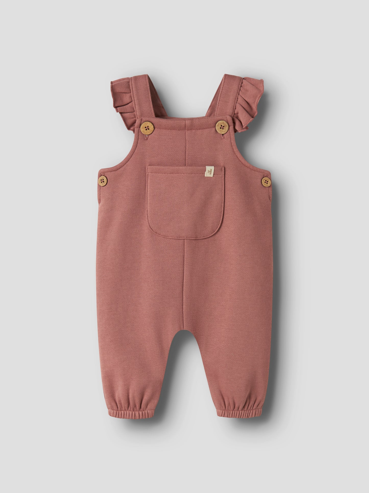 Baumwolle Baby-Latzoverall von Lil'Atelier mit Rüschen in Withered Rose, Vorderansicht
