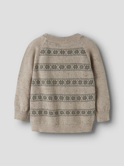 Strickpullover mit Rundhalsausschnitt aus Bio-Baumwolle, Rückansicht in Oxford Tan