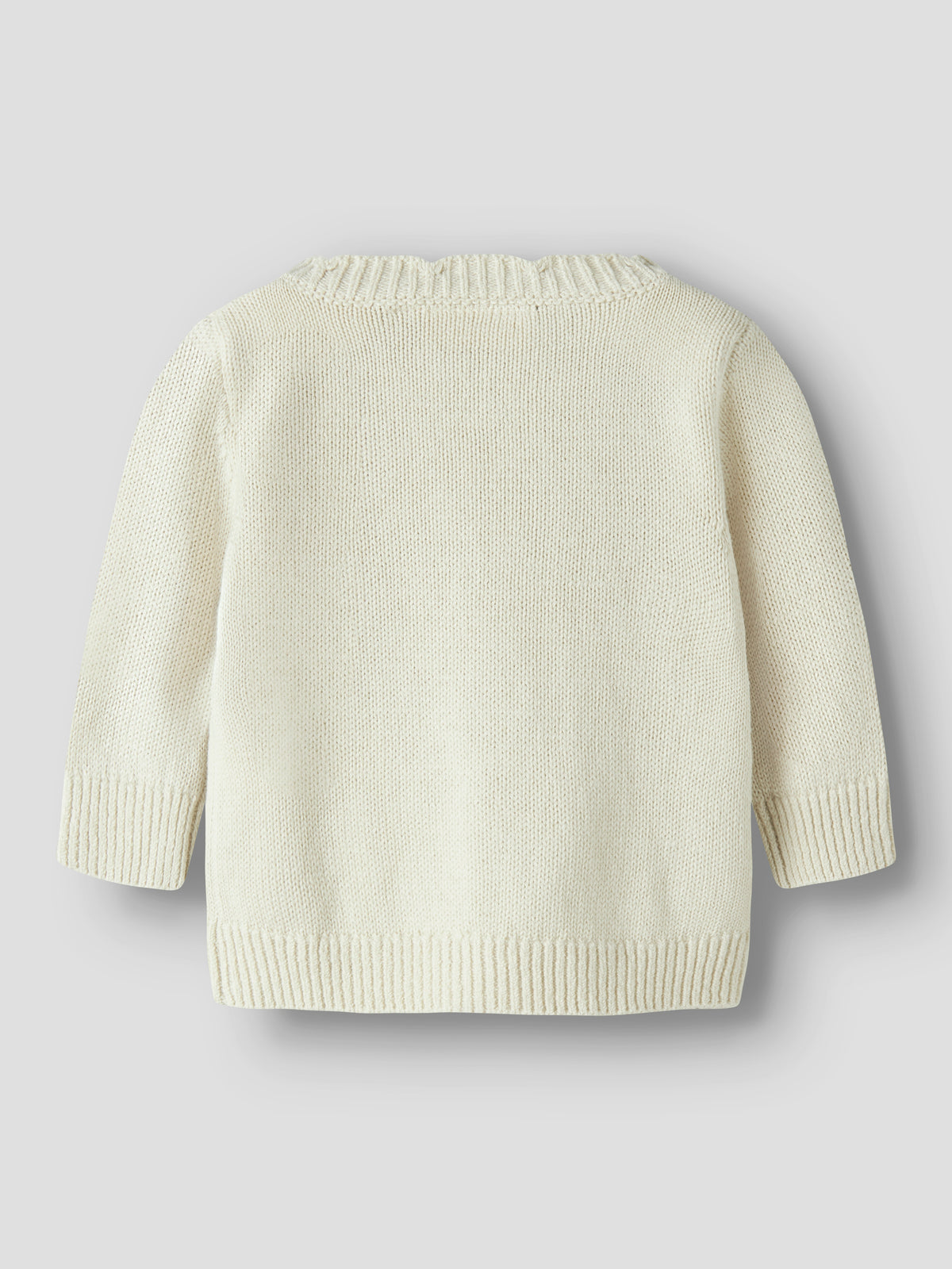Strickjacke mit Wellenkante aus Bio-Baumwolle, Rückansicht in Turtledove