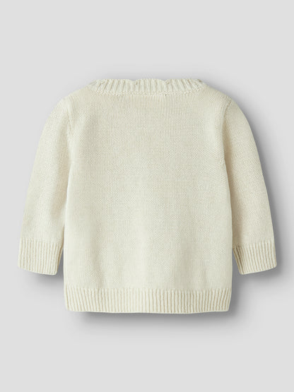 Strickjacke mit Wellenkante aus Bio-Baumwolle, Rückansicht in Turtledove