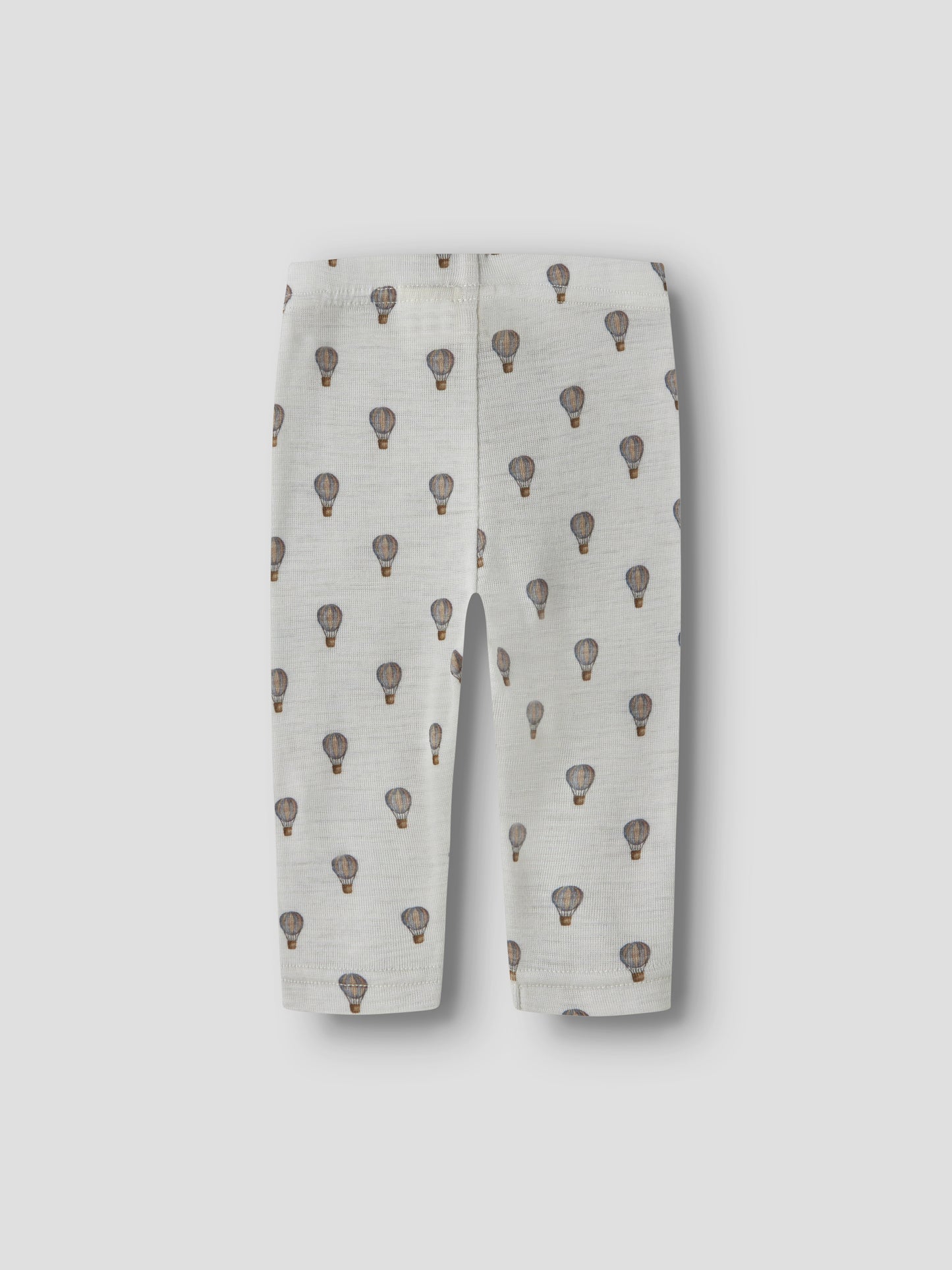 Rückansicht der Baby-Merinowoll-Legging mit Heissluftballon-Print in Oyster Mushroom