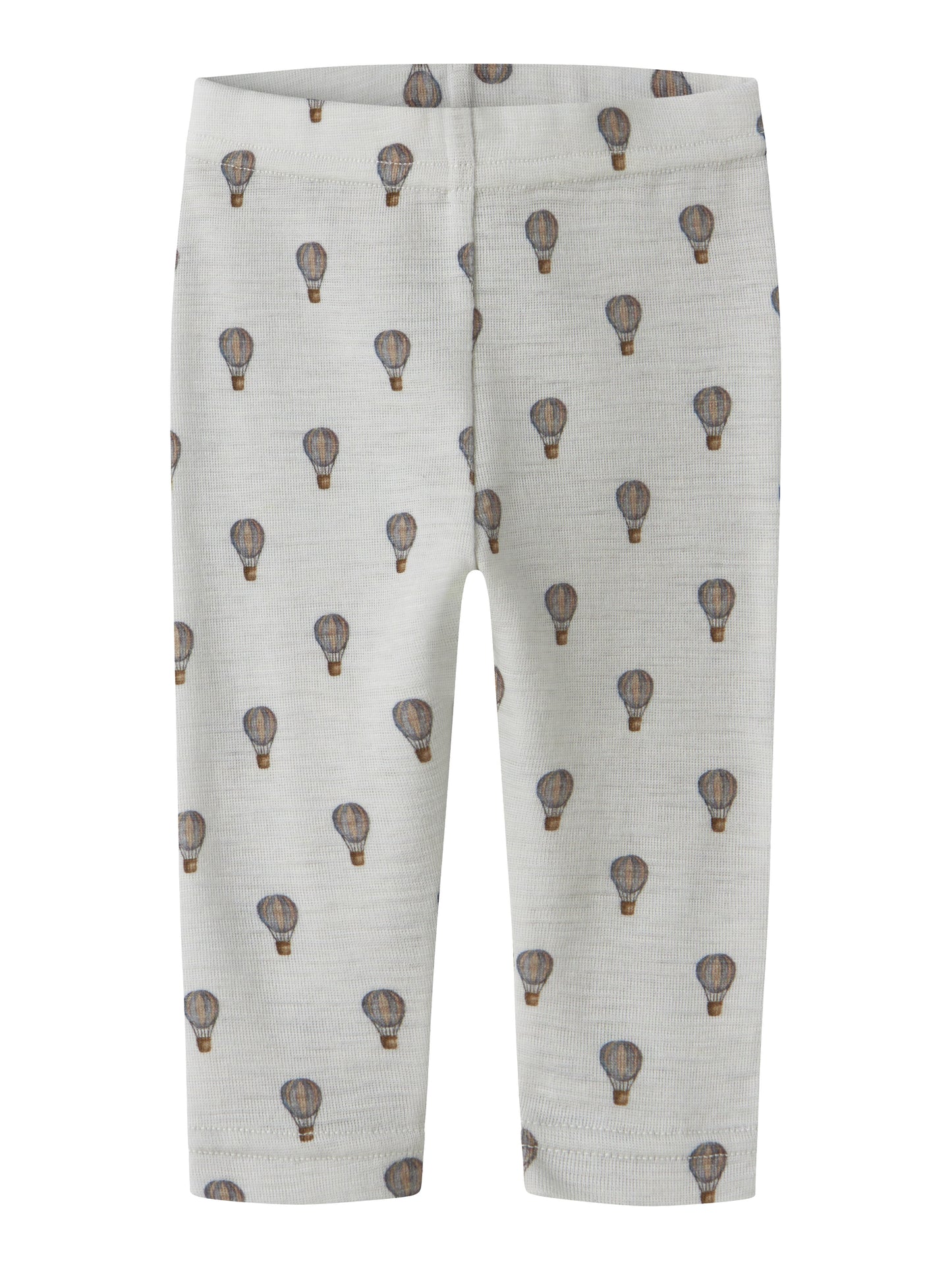 Merino Baby-Legging mit Heissluftballon-Print in Oyster Mushroom, Vorderansicht mit elastischem Bund