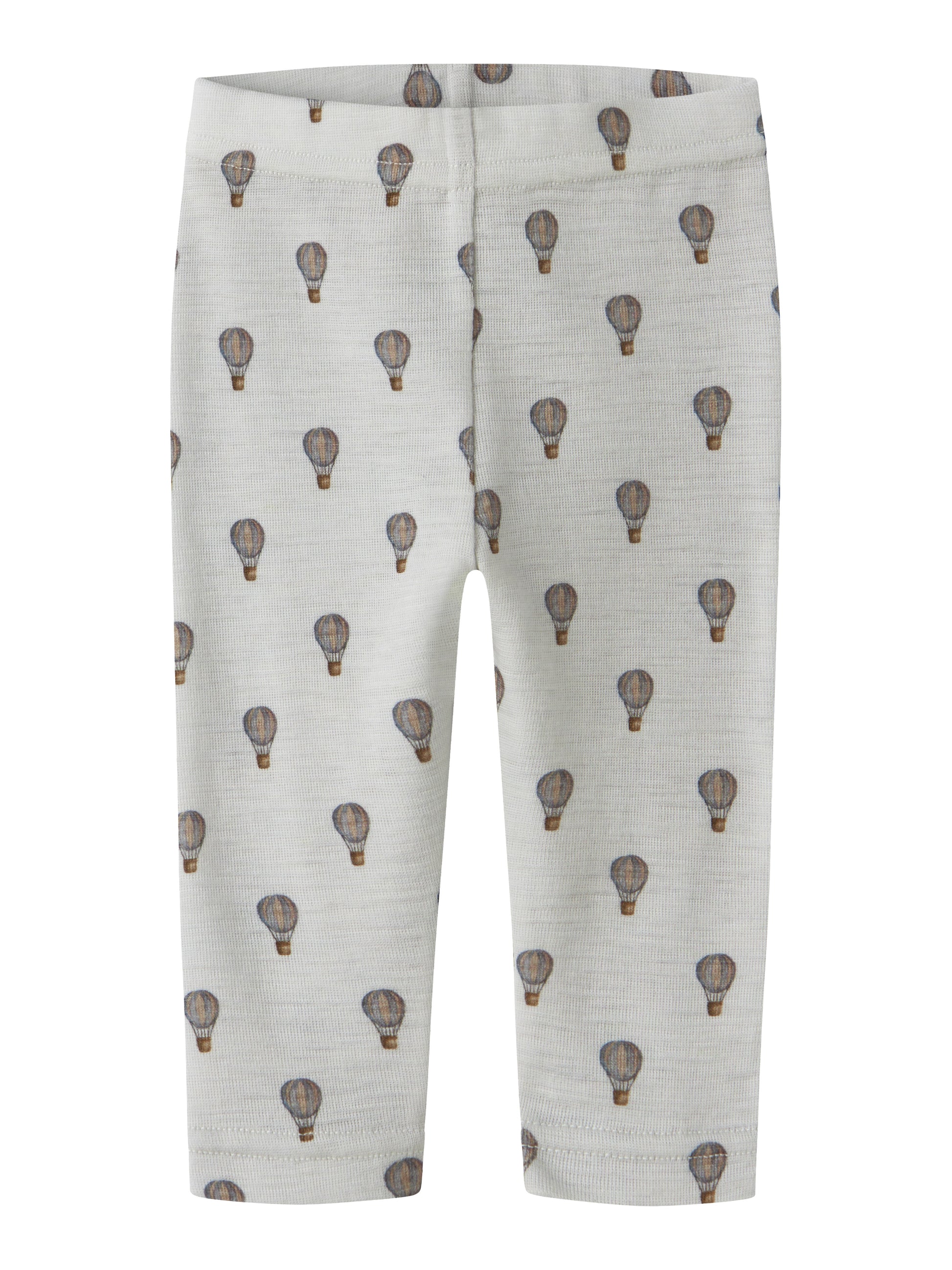 Merino Baby-Legging mit Heissluftballon-Print in Oyster Mushroom, Vorderansicht mit elastischem Bund