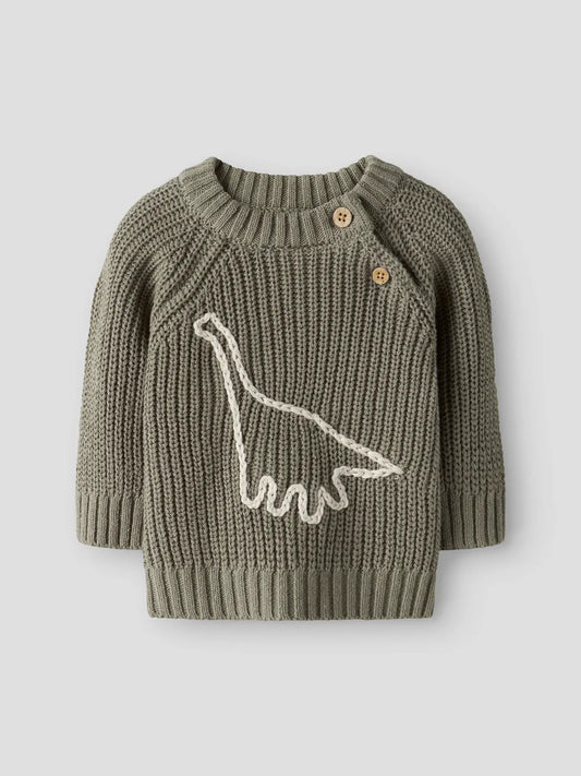 Lil'Atelier Kinderpullover mit Dino-Motiv aus Bio-Baumwolle bei Bärechind in Winterthur, Zürich, Schweiz erhältlich.