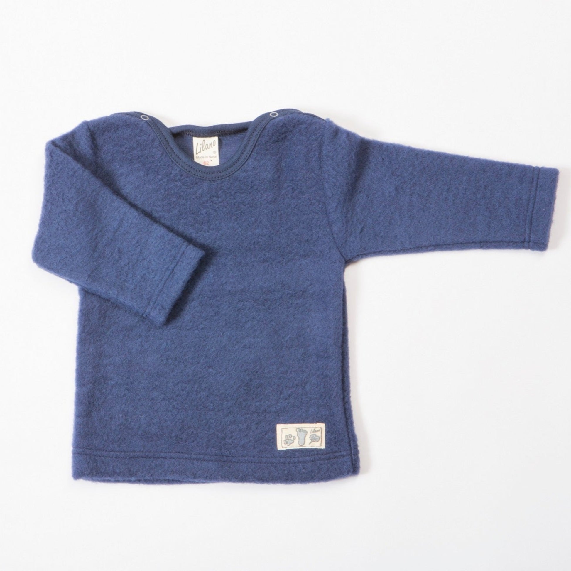 Lilano Baby-Wollpullover aus Schurwolle in Blau – weich, atmungsaktiv & temperaturregulierend.
