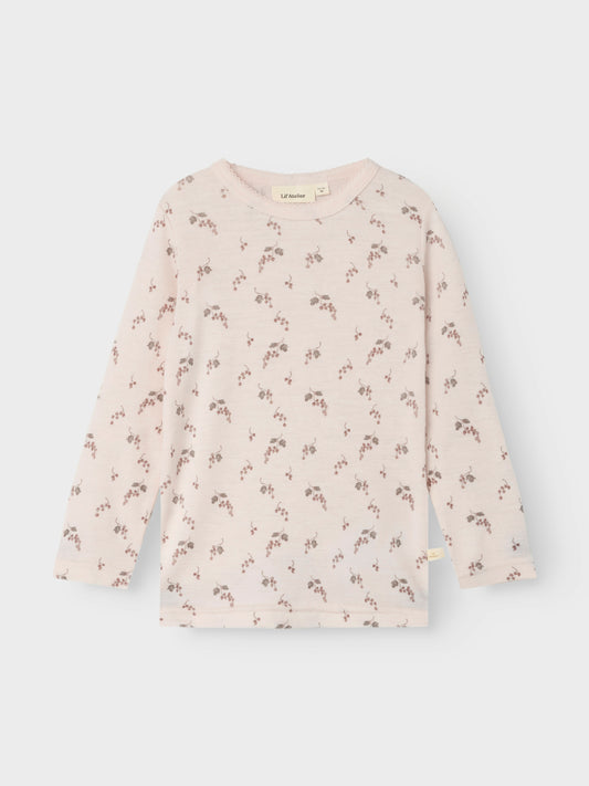 Vorderseite des Lil’Atelier Kinder-Wollshirts mit Traubenmuster – exklusiv bei Bärechind in Winterthur, Zürich, Schweiz.