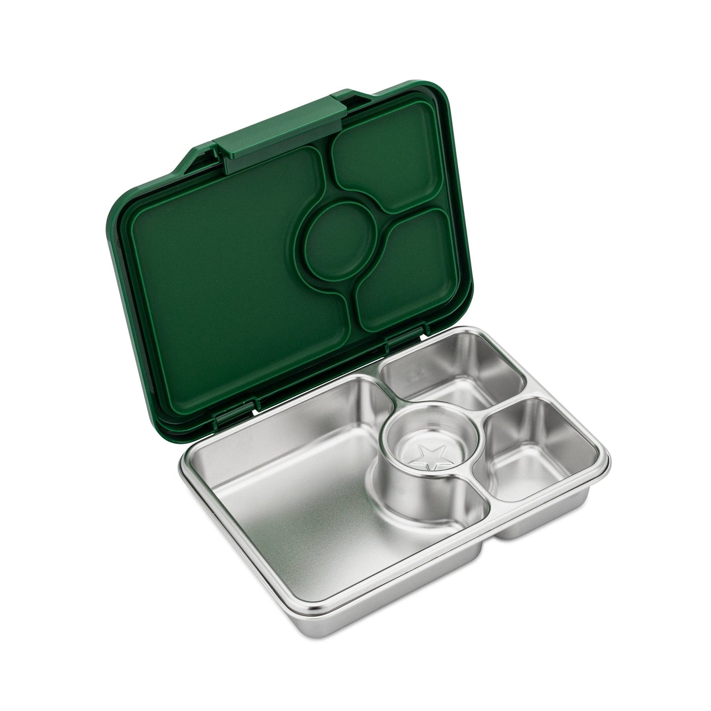 Lunchbox aus Edelstahl mit Silikondeckel in Grün – Kinder Lunchbox mit Fächern