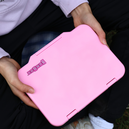 Geschlossene Kinder Lunchbox aus Edelstahl mit Silikondeckel in Pink