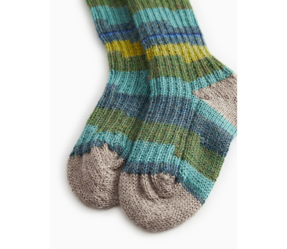 Sohle der MarMar Azusa Socken Multicolour Boy aus handgestrickter Alpakawolle