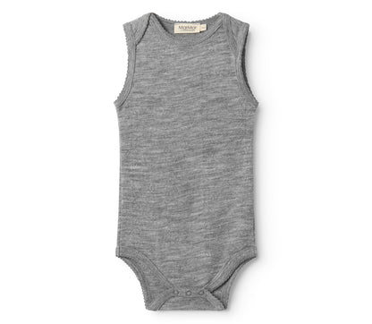 MarMar Wollbody ärmellos, Grey Melange, Vorderansicht
