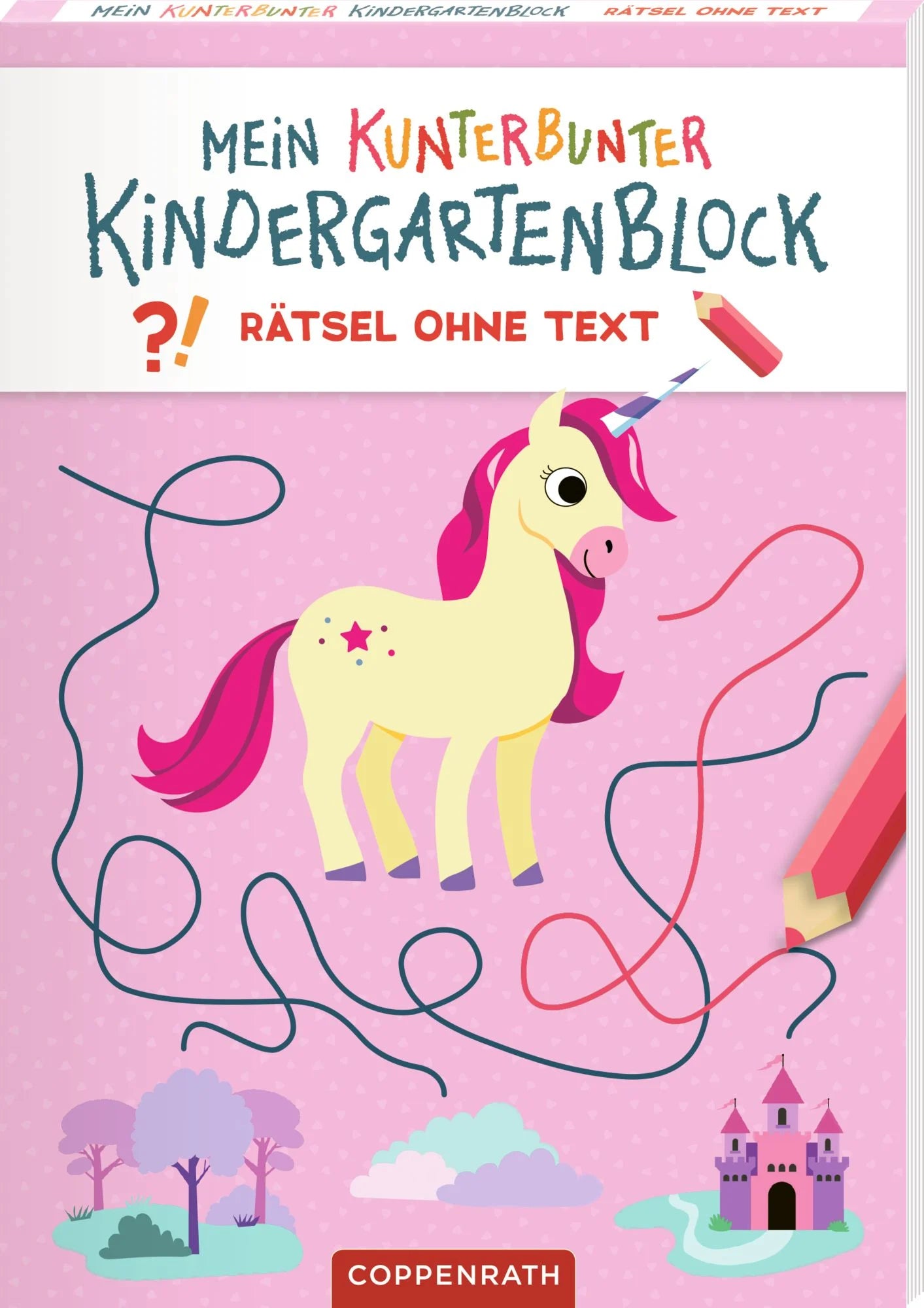 Buchcover mit Einhorn und bunten Verbindungslinien