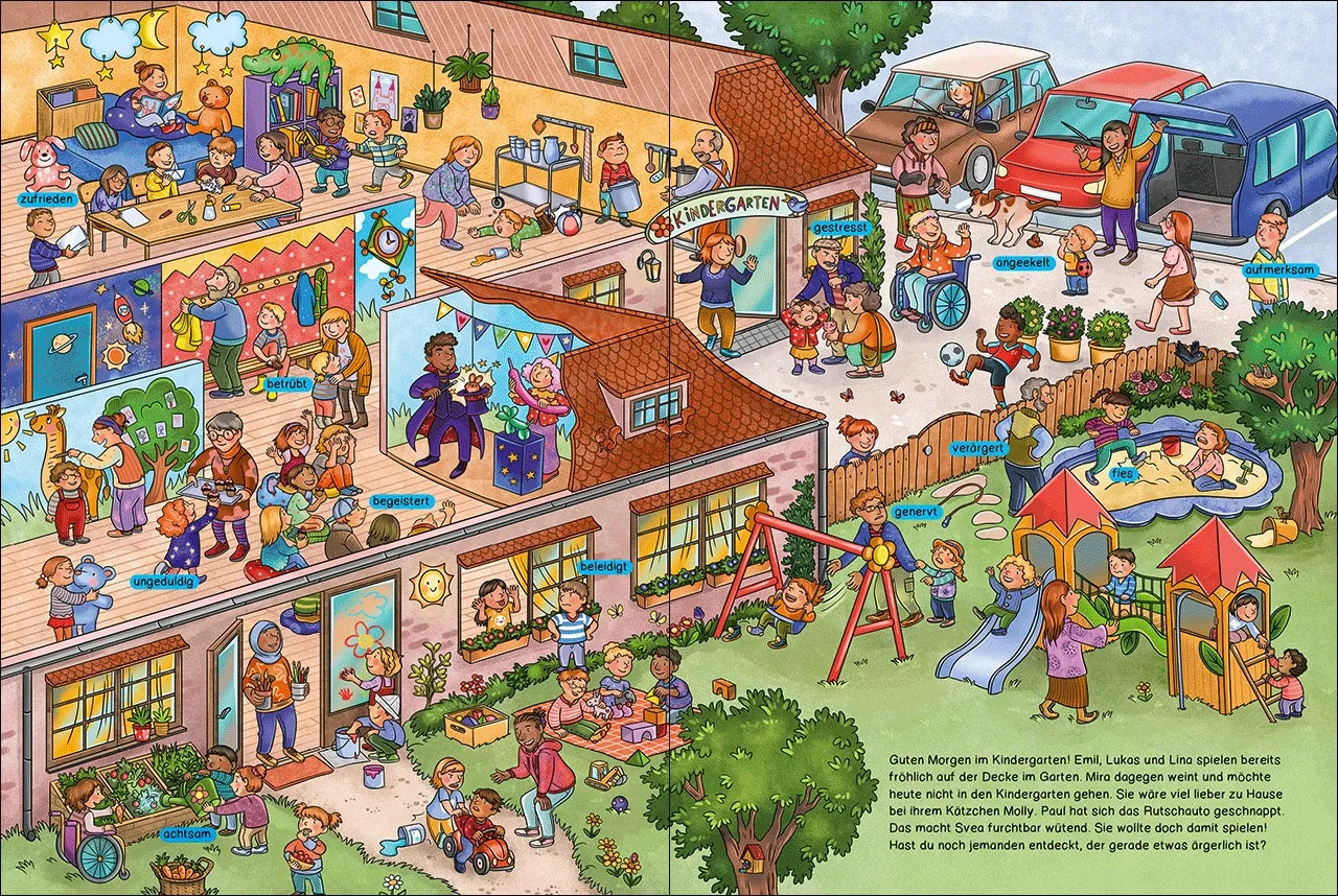 Wimmelbild aus Meine Gefühle-Wimmelwelt mit Alltagsszenen zum Suchen und Entdecken