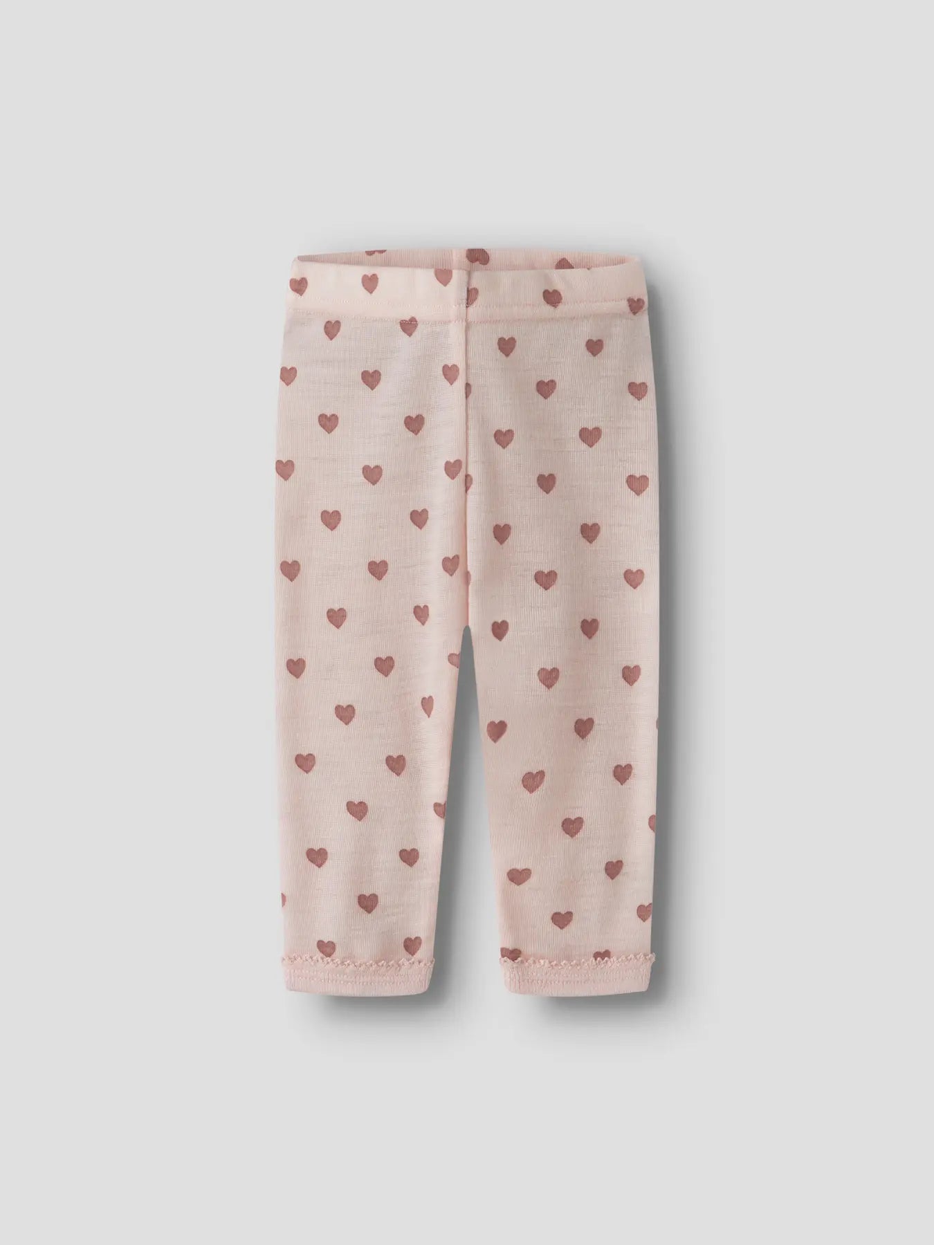 Merino Baby-Legging mit Herzchenprint in Morganite, Vorderansicht