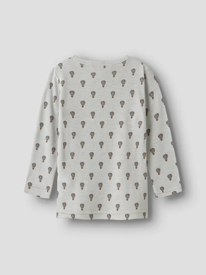 Langarmshirt aus feiner Merinowolle mit Allover-Print, Rückansicht