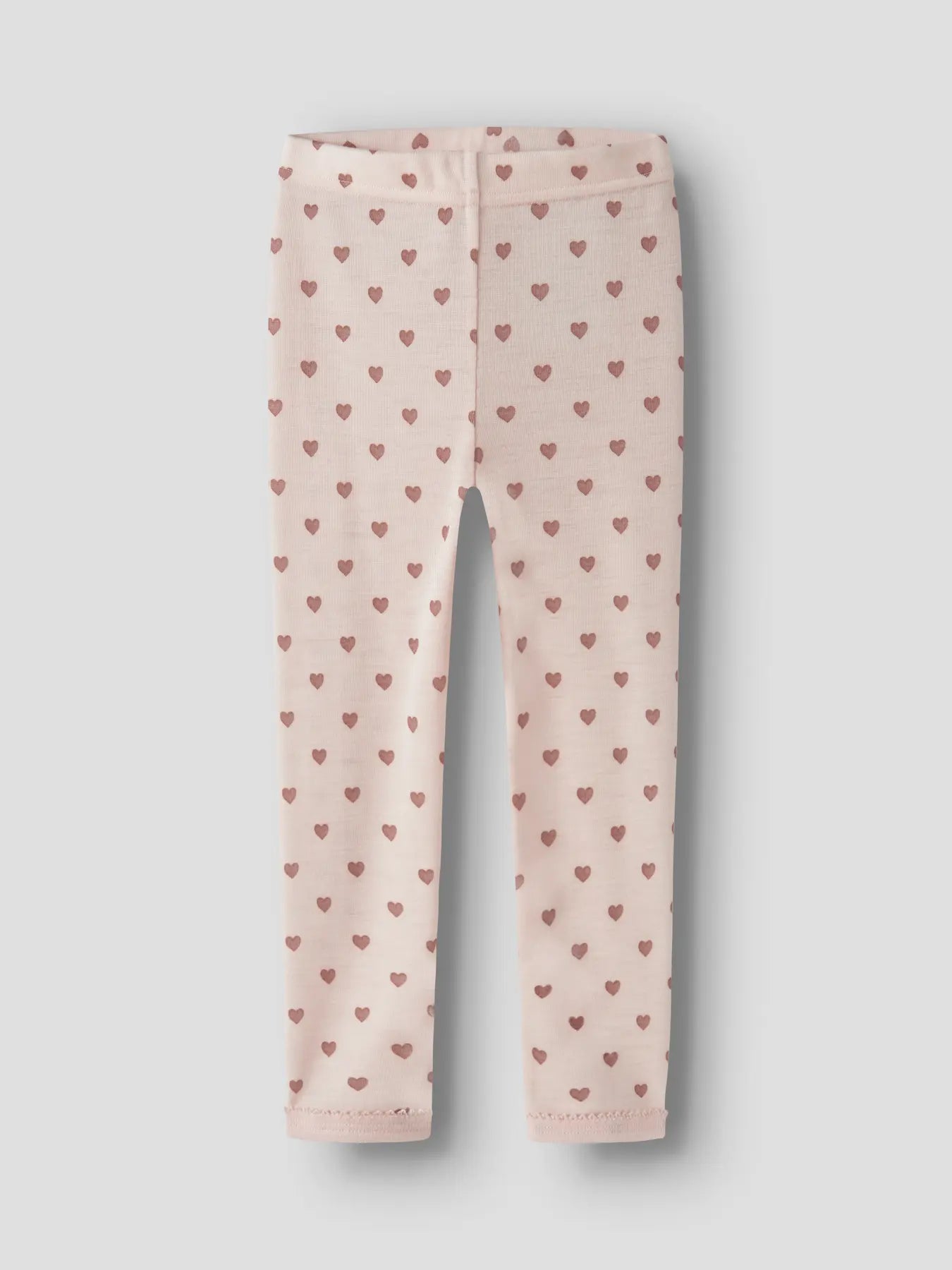 Merino Legging mit Herzchenprint in Morganite, Vorderansicht