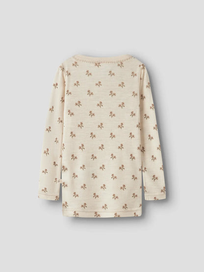 Langarmshirt mit Blumenprint in Turtledove, Ganzansicht