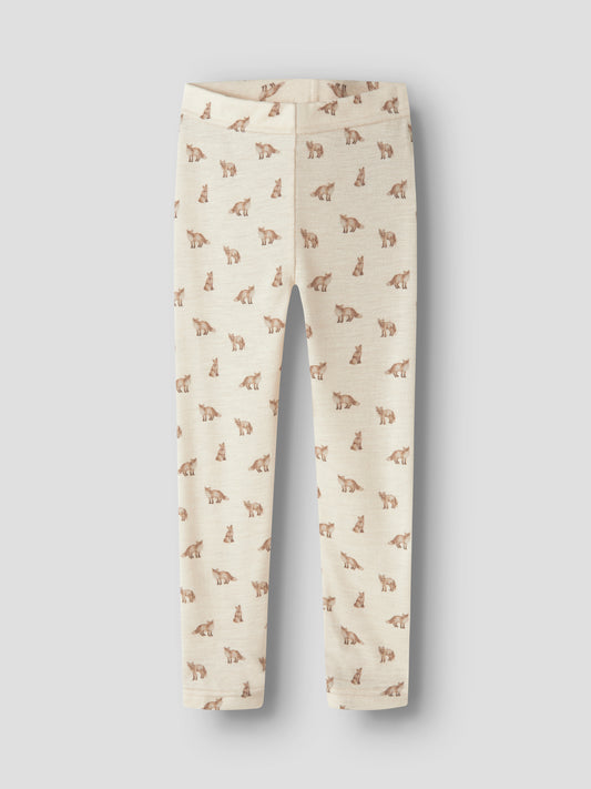 Merino/Modal Legging mit Fuchsprint in Turtledove, Vorderansicht mit elastischem Bund