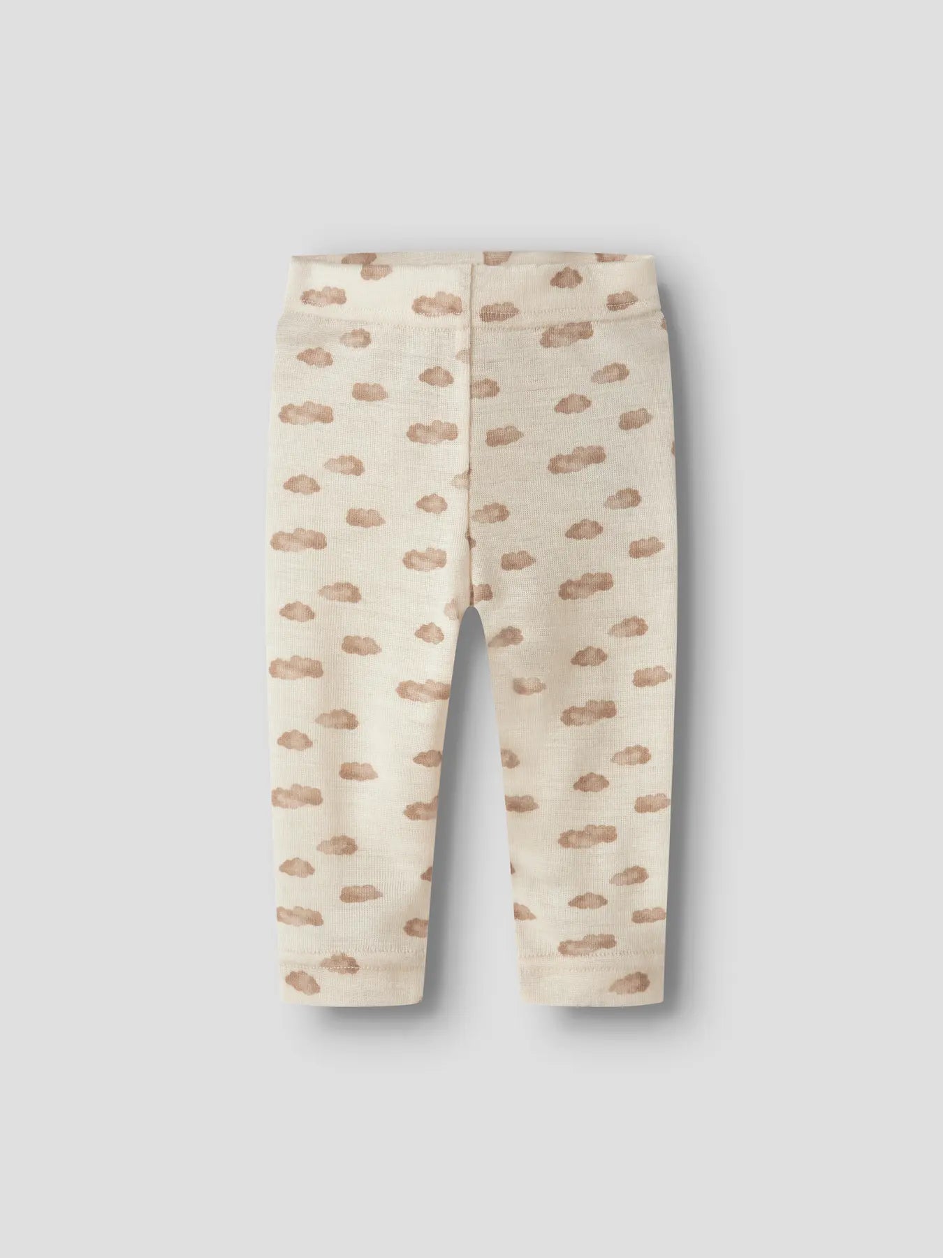 Merino/Modal Newborn-Legging mit Wolkenprint in Turtledove, Vorderansicht