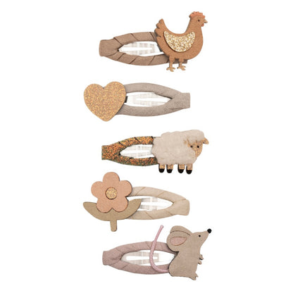 Mimi & Lula Farm Animal Haarclips im 5er-Set mit Bauernhof-Tieren, erhältlich bei Bärechind.