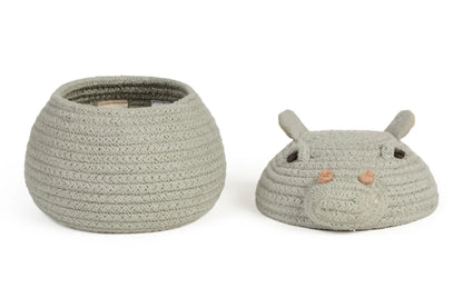 Mini Korb Henry das Nilpferd aus Baumwolle mit rosa Details, Lorena Canals, Bärechind Winterthur, Zürich Schweiz.